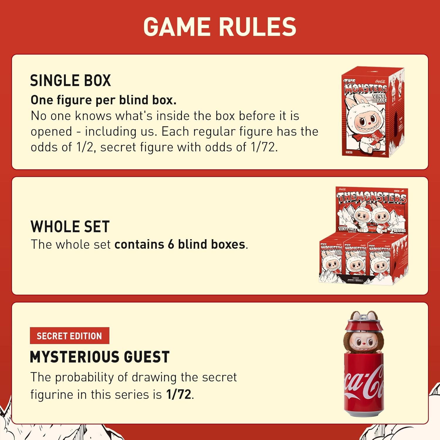 POP MART The Monsters COCA-COLA Series-Vinyl Face Blind Box, 6PCs Blind Box Figures, Random Design Action Figures Collectible Toys Home Decorations, Holiday Birthday Gifts, Whole Set