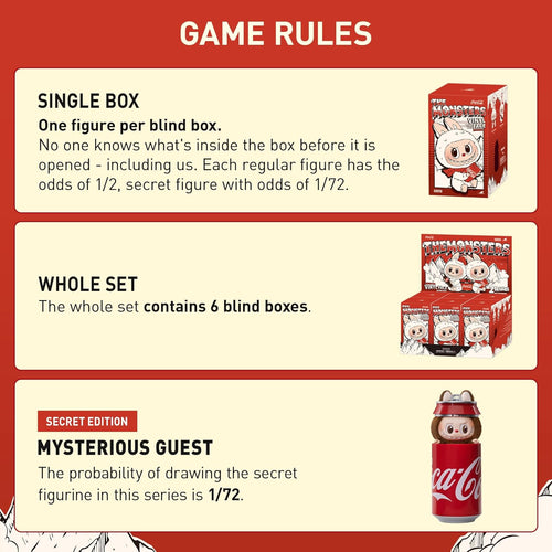 POP MART The Monsters COCA-COLA Series-Vinyl Face Blind Box, 6PCs Blind Box Figures, Random Design Action Figures Collectible Toys Home Decorations, Holiday Birthday Gifts, Whole Set